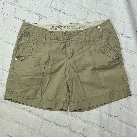 Esprit Women's Tan Shorts flattering pleated fronts vintage 90s size 6 GUC - Picture 1 of 13